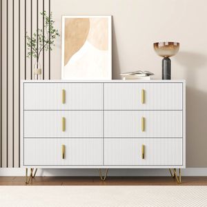 Sweiko Ladekast - Dressoir - 6 laden - Gouden handgrepen - Wit