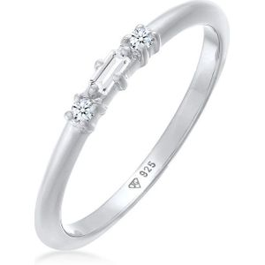 Elli PREMIUM Dames Ring Dames Verlovingsring Rechthoekig Filigraan met Topaas en Diamant (0.03 ct.) in 925 Sterling Zilver