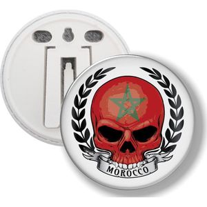 Button Met Clip - Schedel Vlag Marokko