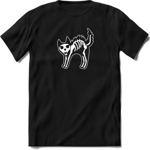 SKKKaleton - Katten T-Shirt Kleding Cadeau | Dames - Heren - Unisex | Kat / Dieren shirt | Grappig Verjaardag kado | Tshirt Met Print | - Zwart - 3XL