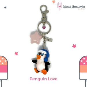 Kawaii Accessories by Kuroji - Penguin Love - Sleutelhanger Tashanger - Swarovski elements - Kawaii style - handgemaakt