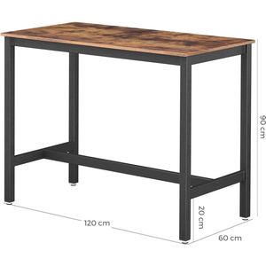 Bartafel - tafel voor cocktails - keukentafel - bruin-zwart - metaal - 120 x 60 x 90 cm