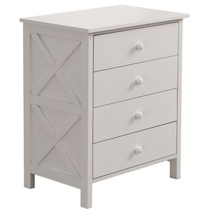 Merax Ladekast - Commode met 4 Lades - Stijlvolle X-Vormige Kast - Wit