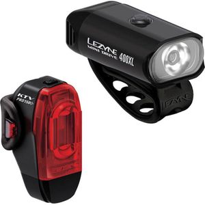 Lezyne Mini Drive 400XL + KTV Drive Pro+ - Fietsverlichting set - Fietslicht voor en achter - Waterdicht - 400 lumen - Zwart