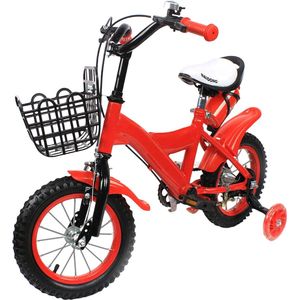 Seastone Kinderfiets - Voor Meisjes en Jongens - 12 inch - met zijwieltjes - Geschikt vanaf 2 jaar -Rood