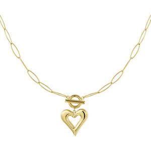 luxe ketting met groot hart - necklace with heart - stainless steel - nikkelfree - waterproof - moeder cadeau - kerst kado tip - gift - present