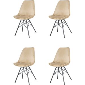 Nuvolix velvet eetkamerstoelen set van 4 ""San Francisco"" - eetkamerstoel - velvet kuipstoel - beige