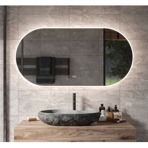Ovalen badkamerspiegel met LED verlichting, verwarming, touch sensor en dimfunctie 140x60 cm