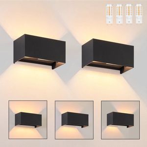 NETTLIFE Wandlamp LED - zwart - 2 stuks - moderne - 3000K warm wit - 2xG9 - voor binnen en buiten - IP65 buitenwandlampen - voor trap | gang