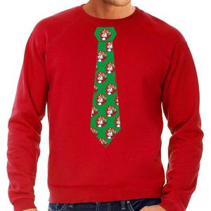 Bellatio Decorations stropdas Kersttrui/kerst sweater kerstman met bier - heren L