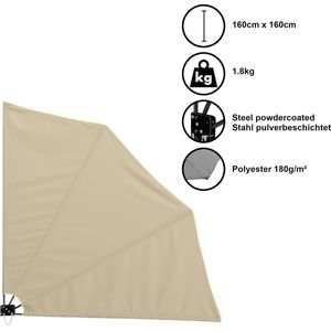 Windscherm balkonscherm opvouwbaar 160x160 cm - beige