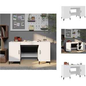 vidaXL Bureau Industrial White - 140 x 50 x 75 cm - Hoge Kwaliteit Hout en Metaal - Bureau