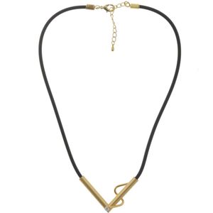 Behave Ketting - dames - zwart - goud kleur - v hanger - 40 cm