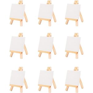 schildersezel tafelmodel houten standaard 10 x 10 cm canvas 15 x 8 cm mini-schildersezel voor tafeldecoratie en knutselen met mini-canvas. schildersezel tafelmodel