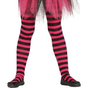 Heksen verkleedaccessoires panty maillot zwart/roze voor meisjes