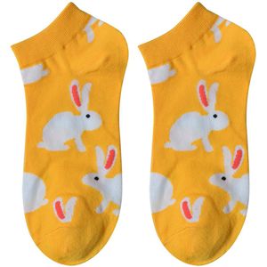 Clayre & Eef Grappige Sokken one size Geel Polyester Konijn