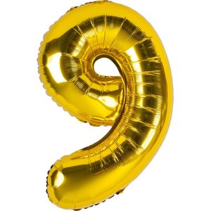 Festivz Gouden Cijfer Ballon 9 - Goud – 81 CM - Decoratie – Feestversiering – Golden - Verjaardag - Bruiloft - Feest