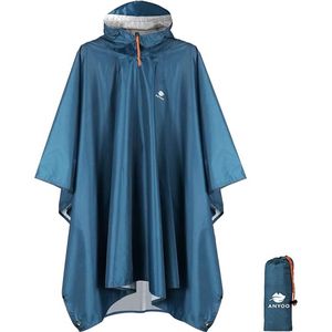 Anyoo Lichte waterdichte regenjas poncho, herbruikbaar, ripstop, ademende multifunctionele regenjas met capuchon, opvouwbare beschermhoes, onderkant, ideaal voor buiten, camping, wandelen, vissen