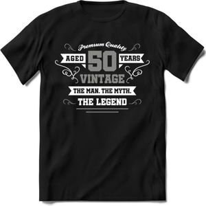 50 Jaar Legend T-Shirt | Zilver - Wit | Grappig Abraham En Sarah Verjaardag en Feest Cadeau | Dames - Heren - Unisex | Kleding Kado | - Zwart - M