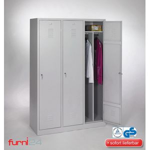 Furni24 Garderobekast, locker, commodekast, kledingkast breedte 40 cm 3 deuren, grijs RAL 7035