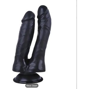 Dubbele dildo - dp- zwart - sextoy - anaal - vaginaal - double pleasure -