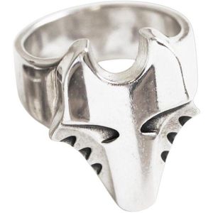 AuBor ®. Zilveren Wolvenkop ring - 23.5mm