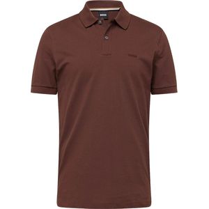 BOSS Pallas regular fit polo - pique - donkerbruin - Maat: 3XL