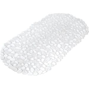 Transparante anti-slip badmat transparant 36 x 69 cm ovaal - Pebbles kiezels/kiezelstenen patroon - Badkuip mat - Schimmelbestendig - Grip mat voor in douche of bad