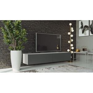 VIGO I Zwevend TV Meubel - TV Meubel Wit / Grafiet - TV Kast Meubel - Modern Design - 30x180x40 cm