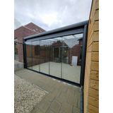 Melolux glazen schuifwand 6 rail systeem 10mm gehard glas inclusief accessoires