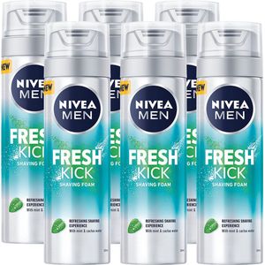 Nivea For Men Fresh Kick Scheerschuim - Pak Je Voordeel - 6 x 200 ml