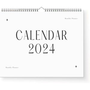 Kalender 2024 - A4 liggend - Jaarplanner 2024 - 300gms papier - inclusief ophanghaakje - inclusief transparant voorblad