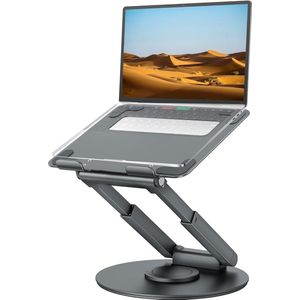 Laptopstandaard, in hoogte verstelbaar met 360 graden draaibare basis, ergonomische laptopstandaard, laptopverhoging voor bureau, staande laptopstandaard, computerstandaard