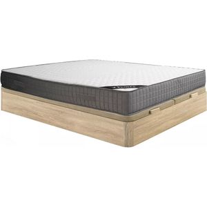 Vente-unique Set 180 x 200 cm bedbodem met opbergruimte, licht naturel + matras van schuim met vormgeheugen met 11 zones, dikte 22 cm - DANEVO van YSMÉE