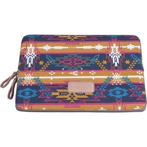 Lisen Laptop Sleeve tot 10 inch - 27 x 21 x 1,5 cm - Indian Style - Oranjegeel/Donkerblauw