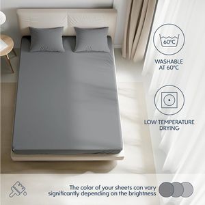 Famanu Hoeslaken 180x200 cm, 100% Premium Katoen Jersey, Matrashoogte Tot 27 cm, Hypoallergeen, Oeko-Tex, Antraciet