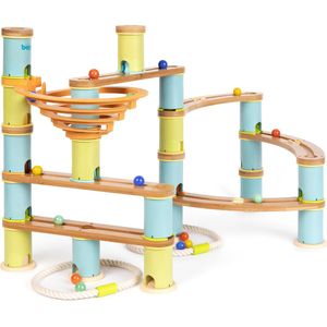 Boppi - houten knikkerbaan - advanced pakket - met 89 onderdelen - duurzame materialen - 16 gekleurde knikkers