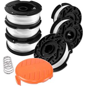 Uchidodo Draadspoelen voor Black en Decker Grastrimmer, 6 Stuks Grastrimmer Spoelen, Lengte 9,15 m, Diameter 1,65 mm met Spoelafdekking en Veer