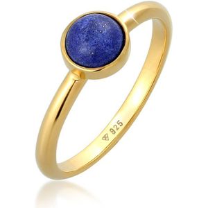 Elli PREMIUM Dames Ring Dames Solitaire Effen met Lapis Lazuli Edelsteen in 925 Sterling Zilver