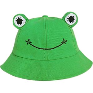 Fjesta Bucket Hat Kikker – Vissershoedje Kikker - Oeteldonk Accessoires - Oeteldonk Kleding – Unisex - Groen - Katoen