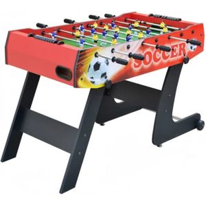 Playos® - Voetbaltafel - Rood - Inklapbaar - 121 x 61 x 80 cm - met Wielen - Inclusief 2 ballen - Tafelvoetbal - Arcade