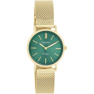 OOZOO Vintage series - Goudkleurige horloge met goudkleurige metalen mesh armband - C20297