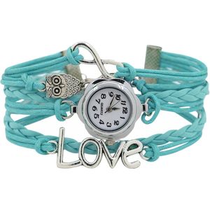 Fako® - Armband Horloge - Multi Infinity Uiltjes Love - Lichtblauw
