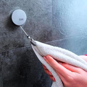 2 x uitschuifbare handdoekhouder/handdoekhaak, slimme en slimme handdoekhouder, zelfklevend roestvrij staal, chroom roestbestendig Chold dubbelpak