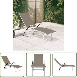 The Living Store Lounger XL - Taupe - (170-193) x 60.5 x (96-51) cm - Verstelbaar