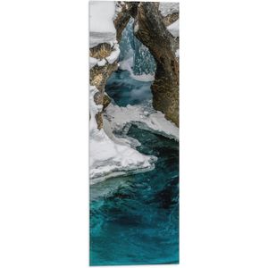 WallClassics - Vlag - Grot op Oceaan met Sneeuw - 20x60 cm Foto op Polyester Vlag
