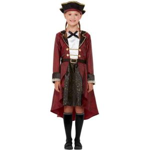 Smiffy's - Griekse & Romeinse Oudheid Kostuum - Deluxe Amazone Zwaardvechtster Piraten - Meisje - Rood, Zwart - Maat 116 - Carnavalskleding - Verkleedkleding
