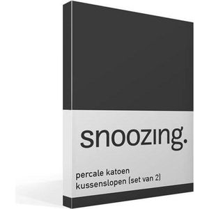 Snoozing - Percale katoen - Kussenslopen - Set van 2 - 60x70 cm - Antraciet