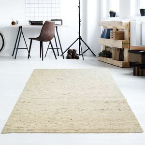 Wollen vloerkleed handweef Veve - beige/crème 170x230 cm