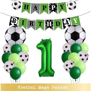 Voetbal Ballonnen - Cijfer Ballon 1 Jaar - Snoes - Megapakket - set van 24 Sport Voetbalfan Voetbal Jongen/Meisje - Sportieve - Voetbal Vrouwen Mannen - Kinderfeestje - Verjaardag - Helium Ballon nummer 1